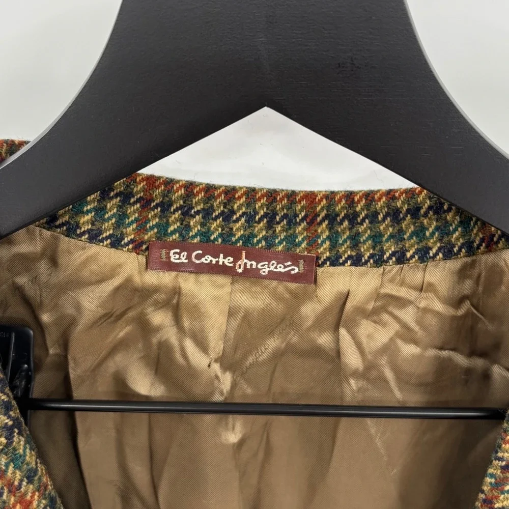Emilio Tucci Blazer Mens 60R Green Brown Wool Houndstooth Arthur Bell Sport Coat